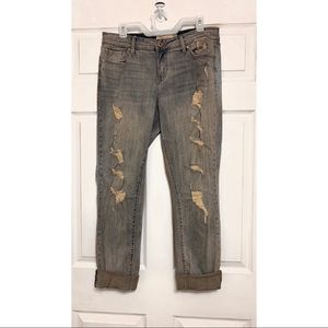Torrid Boyfriend Distressed Cuffed Jeans, Size 12